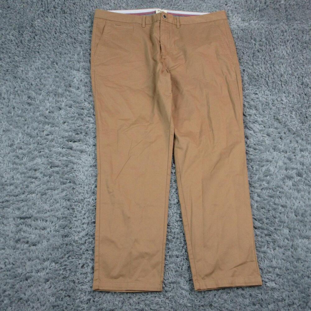 Perk Pants Mens 42x30 Beige Slim Fit Chino Flat Front Tapered Stretch 42x29.5*